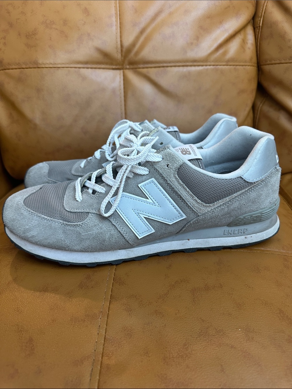 New Balance 574 Men's Sneaker in Light Gray and White